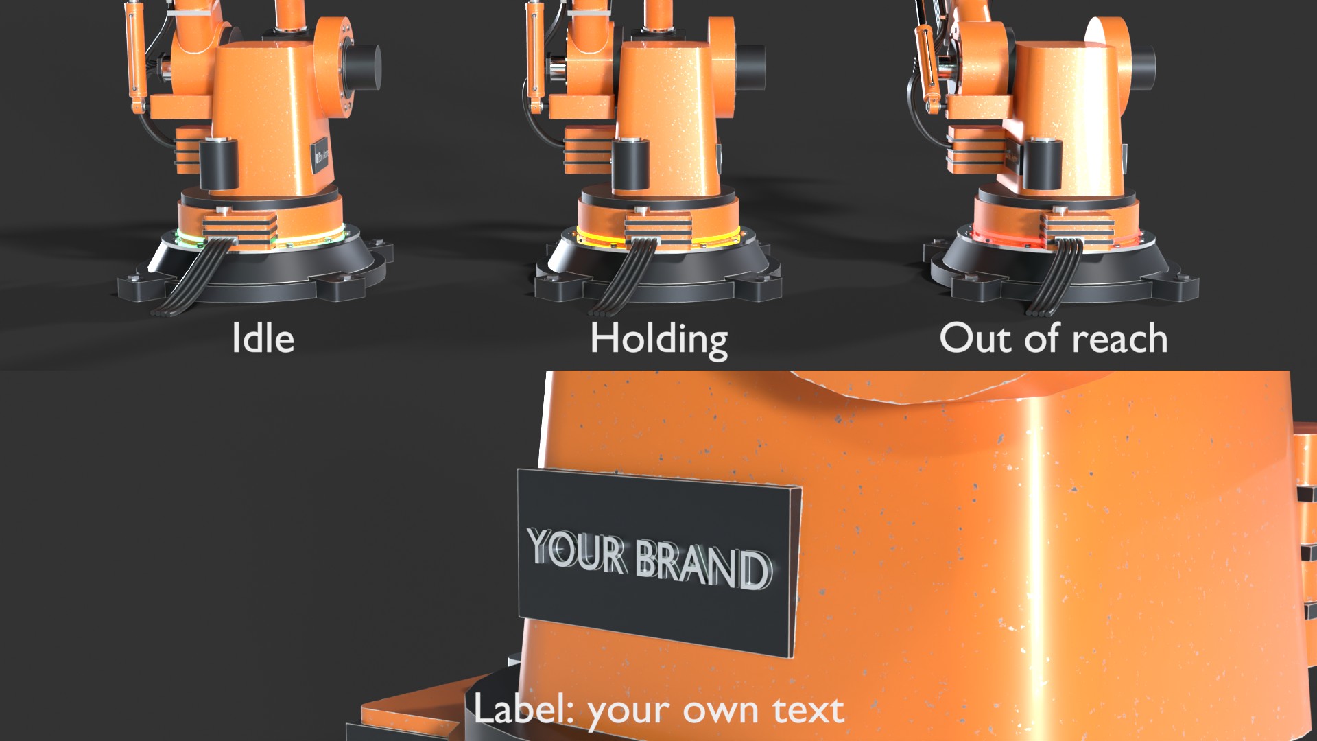 Robo Arms status lights and label